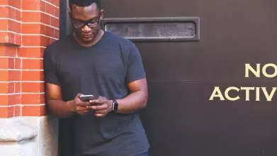 Man checking phone