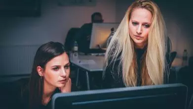 Two women at the computer